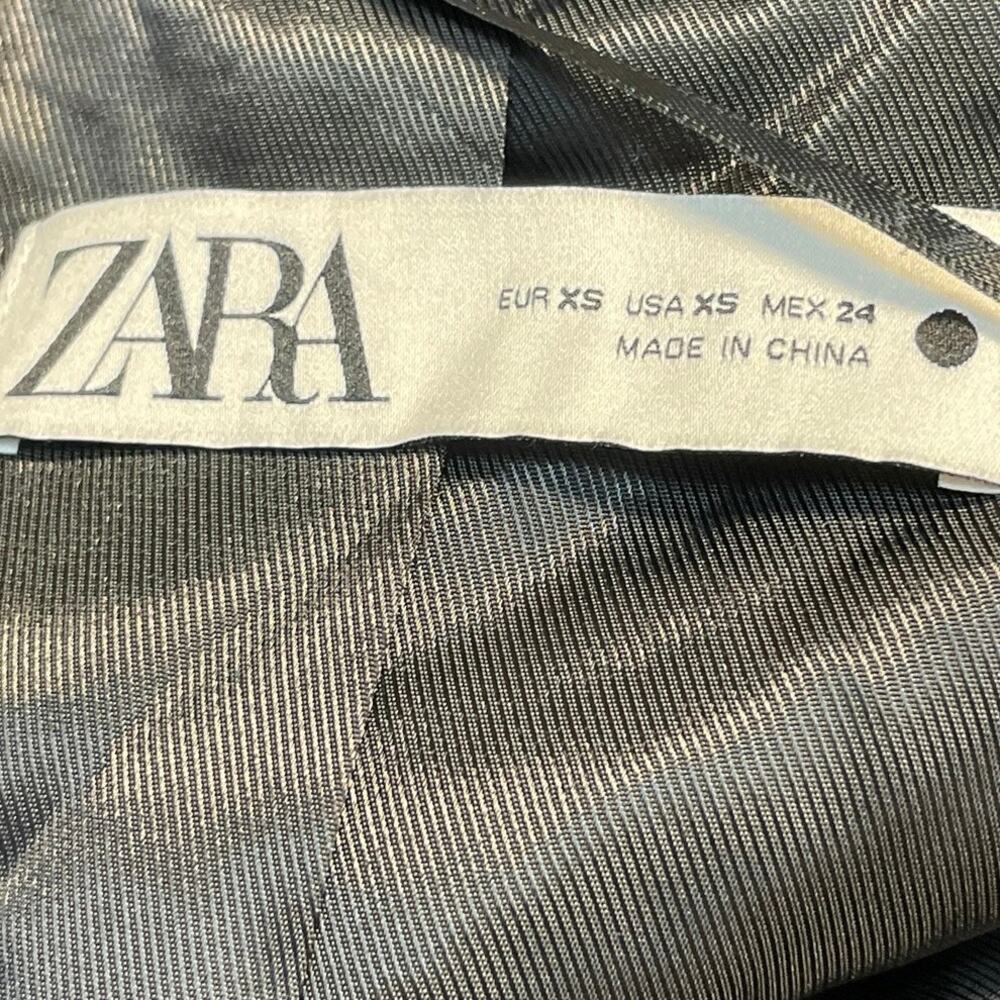 Zara Women's Blue Velvet Velour Blazer Suit & Wide Leg Trouser Pant Sets Size XS - Picture 4 of 5